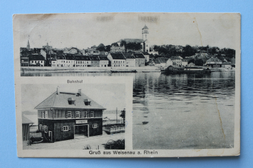 Ansichtskarte AK Gruß aus Weisenau Mainz 1915 Bahnhof Häuser Architektur Ortsansicht Rheinland Pfalz